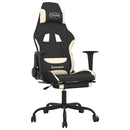 gamingstol med massagefunktion + fodstøtte stof sort og creme