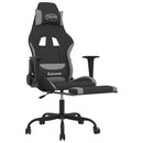 gamingstol med massagefunktion + fodstøtte stof sort og lysegrå