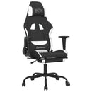 gamingstol med massagefunktion + fodstøtte stof sort og hvid