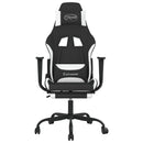 gamingstol med massagefunktion + fodstøtte stof sort og hvid