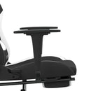 gamingstol med massagefunktion + fodstøtte stof sort og hvid