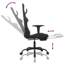 gamingstol med massagefunktion + fodstøtte stof sort og hvid