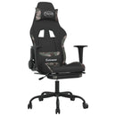 gamingstol med massagefunktion + fodstøtte stof sort camouflage