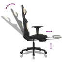 gamingstol med massagefunktion + fodstøtte stof sort og creme
