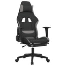 gamingstol med massagefunktion + fodstøtte stof sort og lysegrå