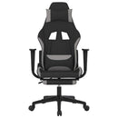 gamingstol med massagefunktion + fodstøtte stof sort og lysegrå