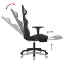 gamingstol med massagefunktion + fodstøtte stof sort og lysegrå