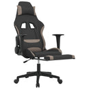 gamingstol med massagefunktion + fodstøtte stof sort og gråbrun