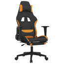gamingstol med massagefunktion + fodstøtte stof sort og orange
