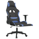 gamingstol med massagefunktion + fodstøtte stof sort og blå