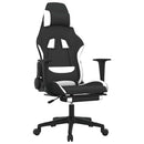 gamingstol med massagefunktion + fodstøtte stof sort og hvid