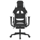 gamingstol med massagefunktion + fodstøtte stof sort og hvid