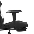 gamingstol med massagefunktion + fodstøtte stof sort og hvid