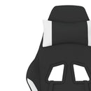 gamingstol med massagefunktion + fodstøtte stof sort og hvid