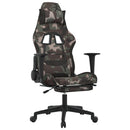 gamingstol med massagefunktion + fodstøtte stof sort camouflage