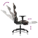 gamingstol med massagefunktion + fodstøtte stof sort camouflage
