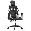 gamingstol med massagefunktion kunstlæder sort og hvid