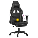 gamingstol m. massagefunktion og fodstøtte kunstlæder sort grå