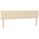 sengegavle 200x5x78/88 cm stof cremefarvet