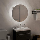 badeværelsesskab med rundt spejl og LED-lys 40x40x17,5 cm hvid