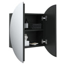 badeværelsesskab med rundt spejl og LED-lys 40x40x17,5 cm sort