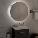 badeværelsesskab med rundt spejl og LED-lys 47x47x17,5 cm hvid