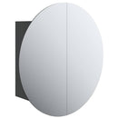 badeværelsesskab med rundt spejl og LED-lys 47x47x17,5 cm sort