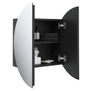 badeværelsesskab med rundt spejl og LED-lys 47x47x17,5 cm sort
