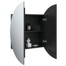 badeværelsesskab med rundt spejl og LED-lys 54x54x17,5 cm sort