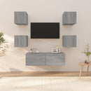 væghængt tv-bord 37x37x72 cm konstrueret træ grå sonoma-eg