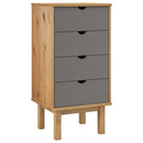 kommode OTTA 45x39x90 cm massivt fyrretræ brun og grå