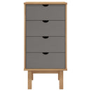 kommode OTTA 45x39x90 cm massivt fyrretræ brun og grå