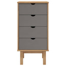 kommode OTTA 45x39x90 cm massivt fyrretræ brun og grå