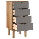 kommode OTTA 45x39x90 cm massivt fyrretræ brun og grå