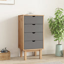 kommode OTTA 45x39x90 cm massivt fyrretræ brun og grå