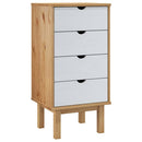kommode OTTA 45x39x90 cm massivt fyrretræ brun og hvid