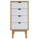 kommode OTTA 45x39x90 cm massivt fyrretræ brun og hvid