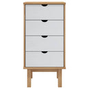 kommode OTTA 45x39x90 cm massivt fyrretræ brun og hvid