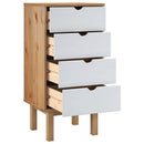 kommode OTTA 45x39x90 cm massivt fyrretræ brun og hvid