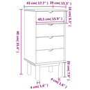 kommode OTTA 45x39x90 cm massivt fyrretræ brun og hvid