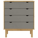 kommode OTTA 76,5x39,5x90 cm massivt fyrretræ brun og grå