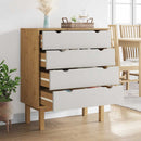 kommode OTTA 76,5x39,5x90 cm massivt fyrretræ brun og hvid