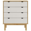 kommode OTTA 76,5x39,5x90 cm massivt fyrretræ brun og hvid