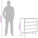 kommode OTTA 76,5x39,5x90 cm massivt fyrretræ brun og hvid