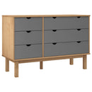 kommode OTTA 111x43x73,5 cm massivt fyrretræ brun og grå