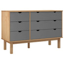 kommode OTTA 111x43x73,5 cm massivt fyrretræ brun og grå