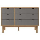 kommode OTTA 111x43x73,5 cm massivt fyrretræ brun og grå