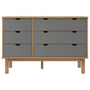 kommode OTTA 111x43x73,5 cm massivt fyrretræ brun og grå