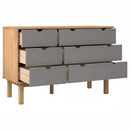 kommode OTTA 111x43x73,5 cm massivt fyrretræ brun og grå