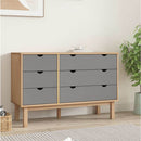 kommode OTTA 111x43x73,5 cm massivt fyrretræ brun og grå